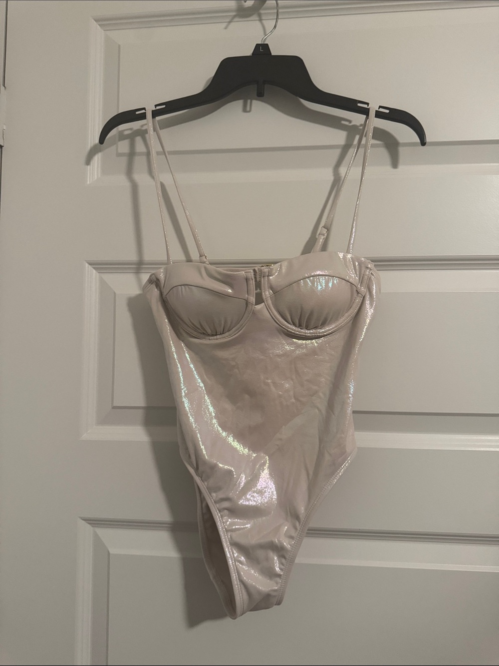 Strappy Shimmer swimsuit - Light Pearl